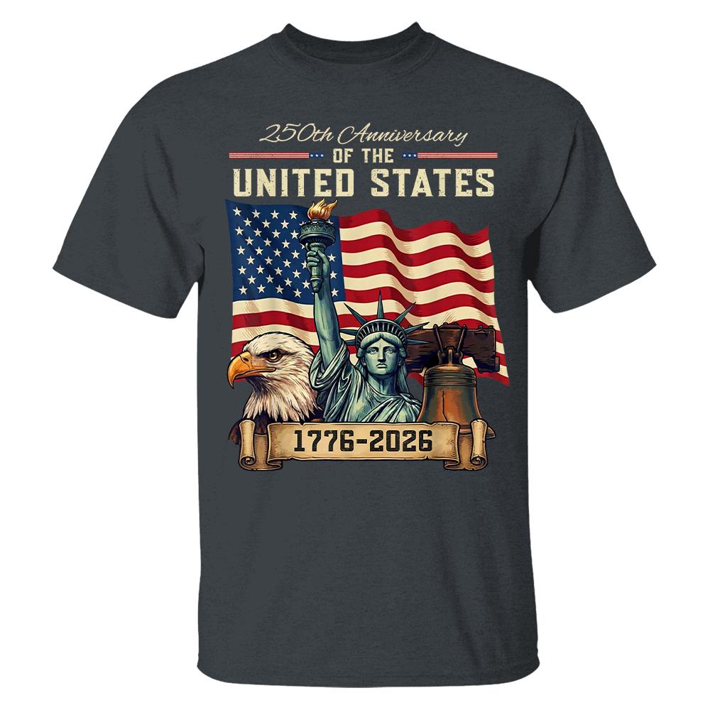 USA 250th Anniversary Flag T-Shirt, Patriotic 4th of July Independence Day Tee Hv01
