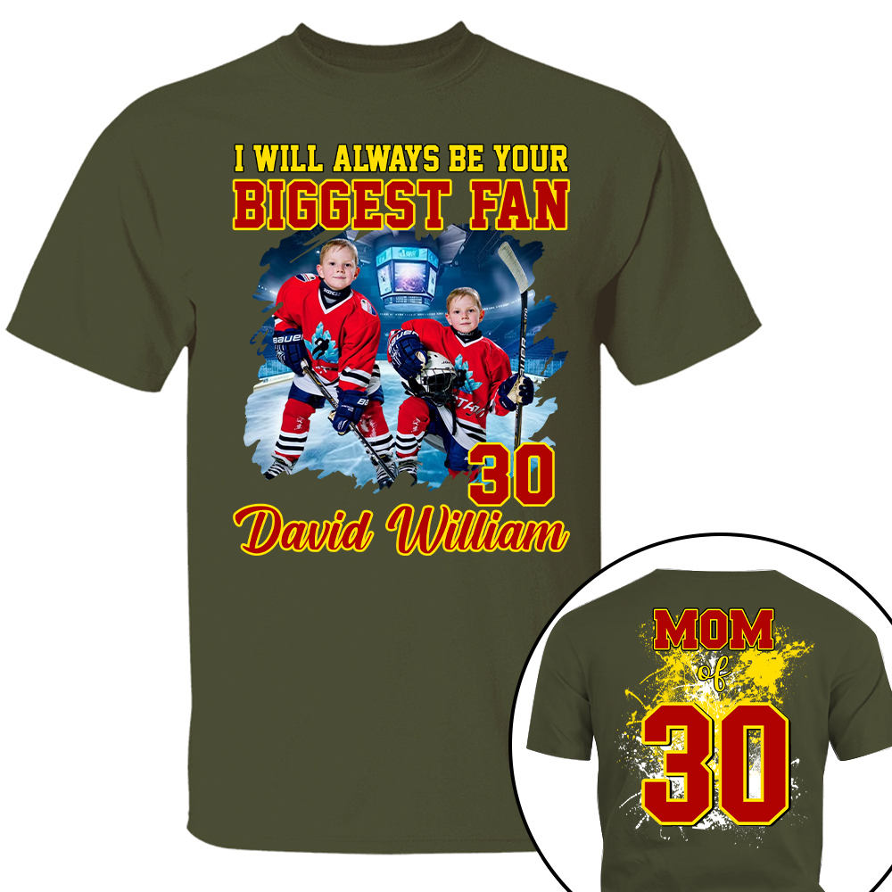Custom Photo Softball Player I Will Always Be Your Biggest Fan Personalized Ice Hockey Shirt Gift Ice Hockey Mom Ice Hockey Dad GameDay