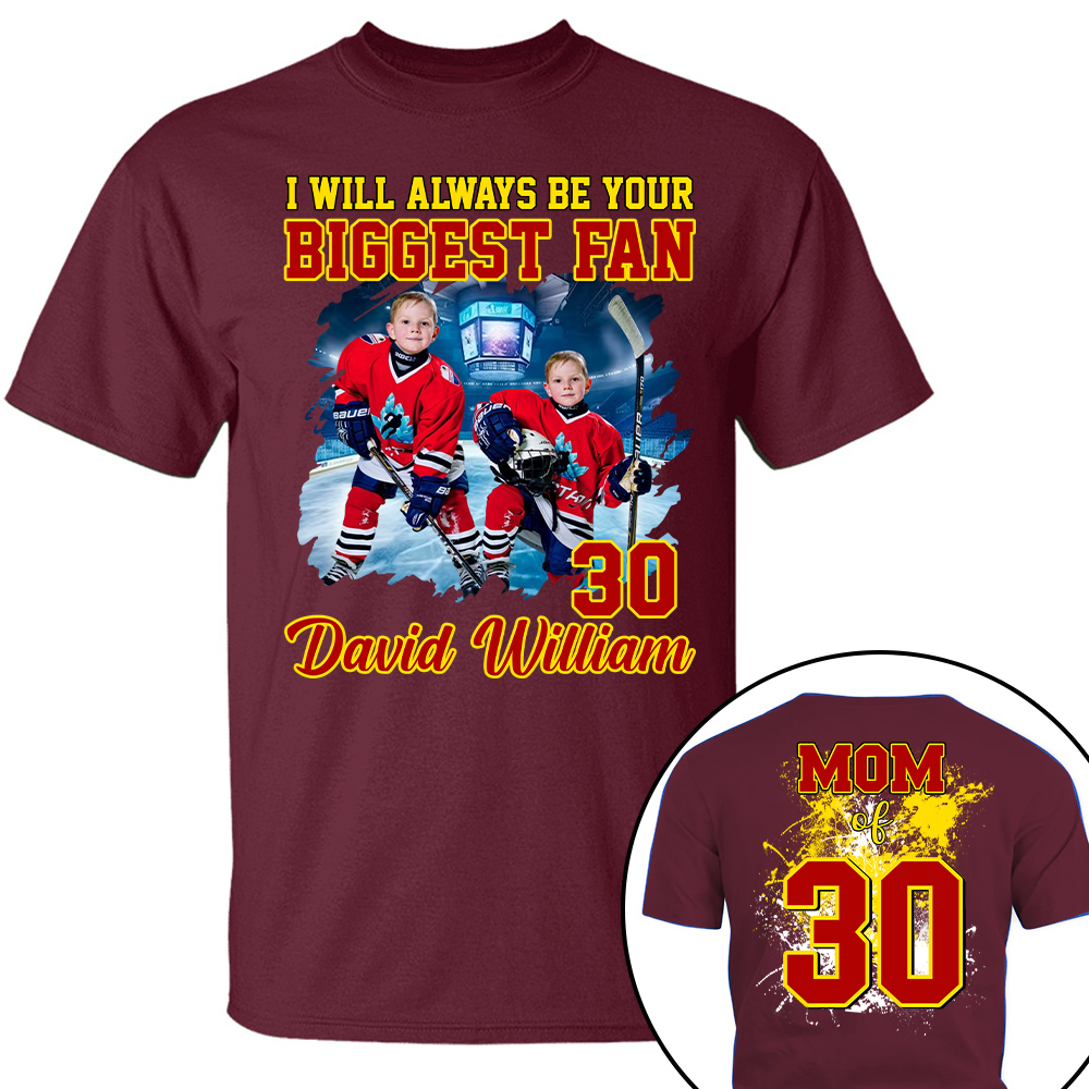 Custom Photo Softball Player I Will Always Be Your Biggest Fan Personalized Ice Hockey Shirt Gift Ice Hockey Mom Ice Hockey Dad GameDay