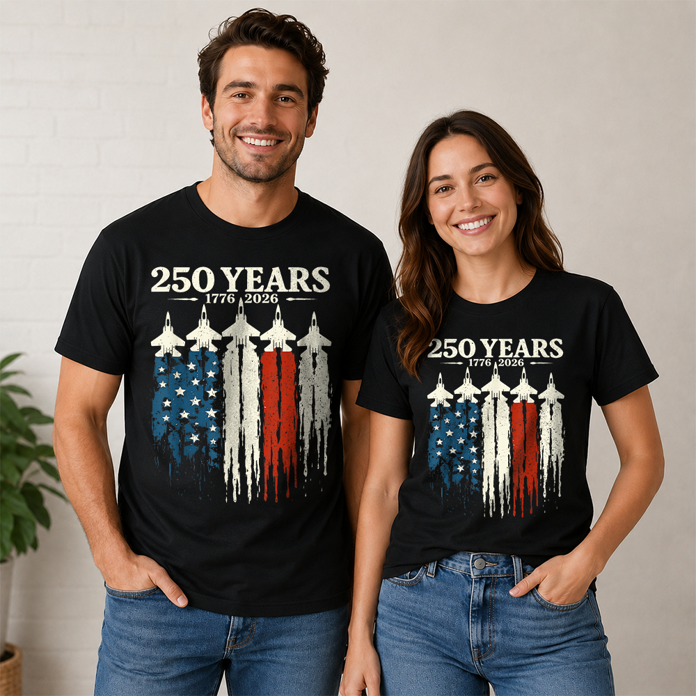 America 250 Years Patriotic T-Shirt, USA 250th Anniversary Fourth of July Tee Hv01