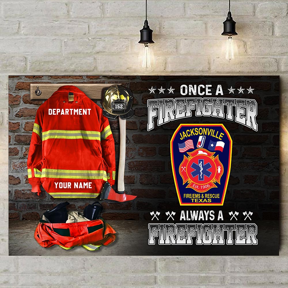 Personalized Canvas For Retired Firefighter Custom Canvas Retirement Thin Red Line K1702