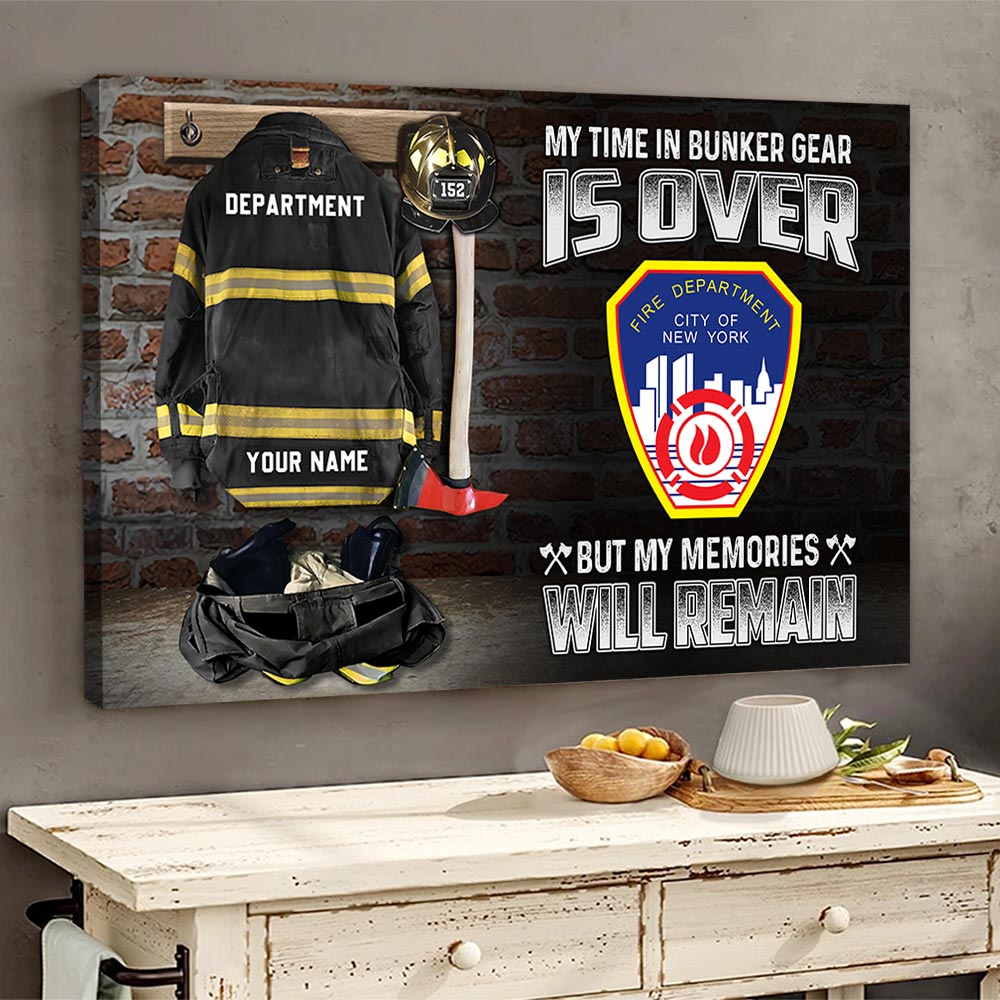 Personalized Canvas For Retired Firefighter Custom Canvas Retirement Thin Red Line K1702