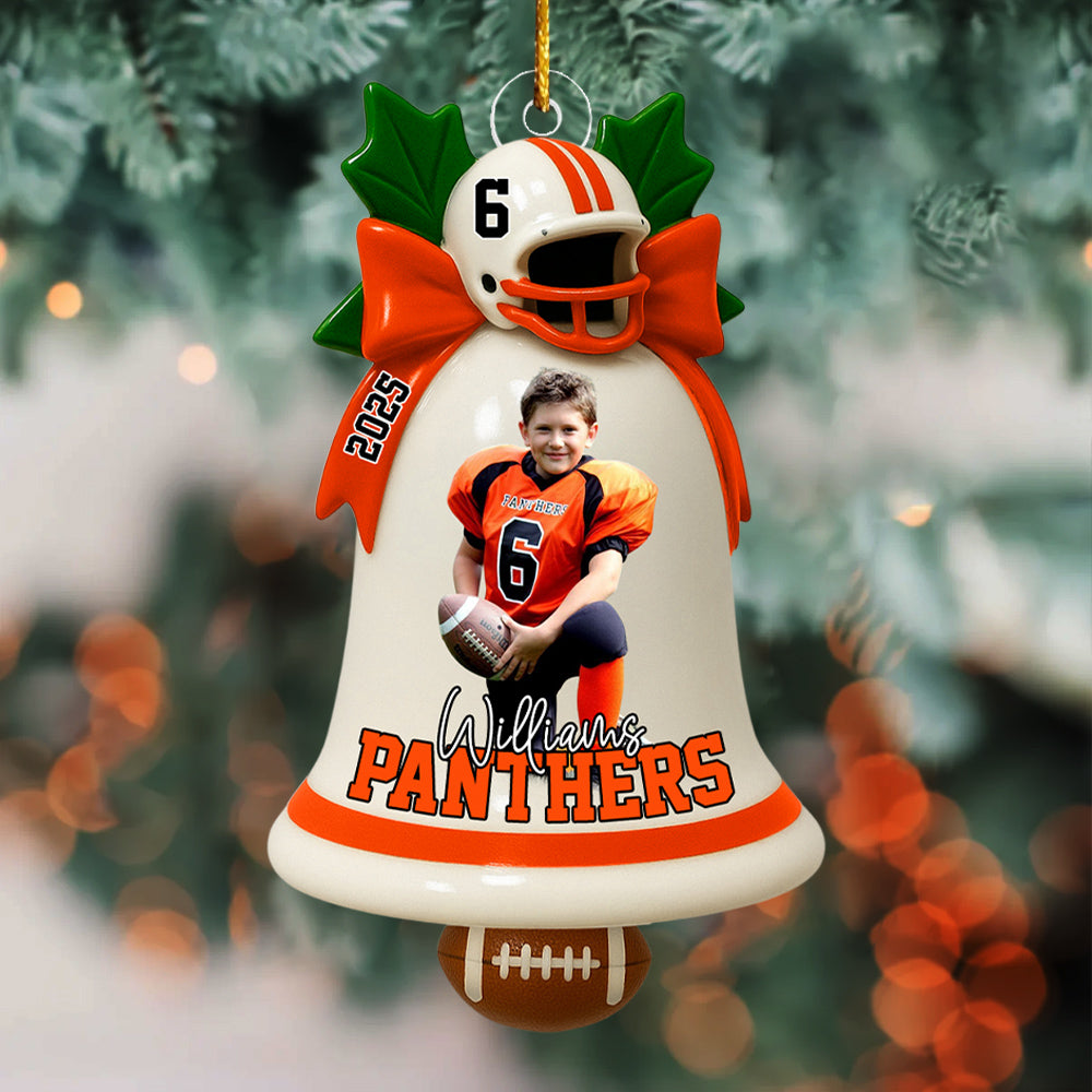 Custom Photo Football Bell Acrylic Ornaments - Christmas Ornaments Gifts For Football Lovers Tu24 VH01