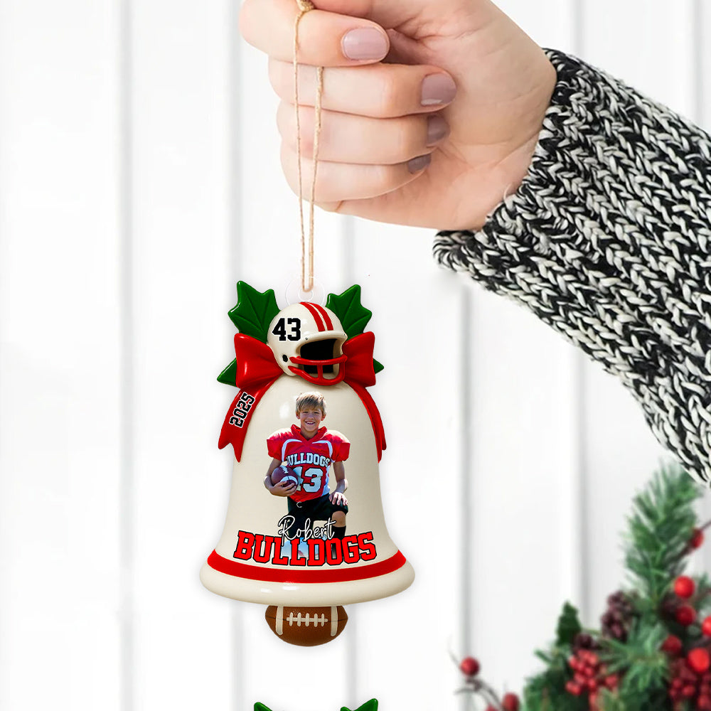 Custom Photo Football Bell Acrylic Ornaments - Christmas Ornaments Gifts For Football Lovers Tu24 VH01