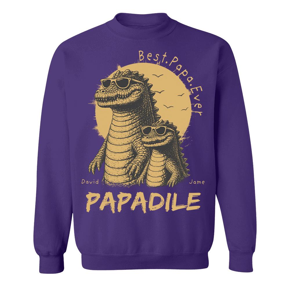 Best Dad Ever -Personalized Dad Crocodile Shirt with Custom Kids Names, Funny Grandpa Family T Shirt for Dad Papa Na02 Hv01