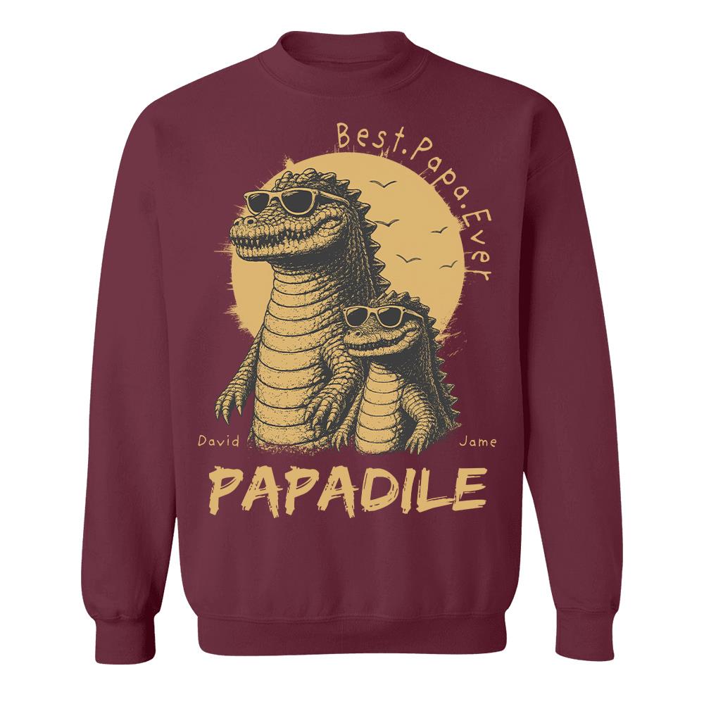 Best Dad Ever -Personalized Dad Crocodile Shirt with Custom Kids Names, Funny Grandpa Family T Shirt for Dad Papa Na02 Hv01