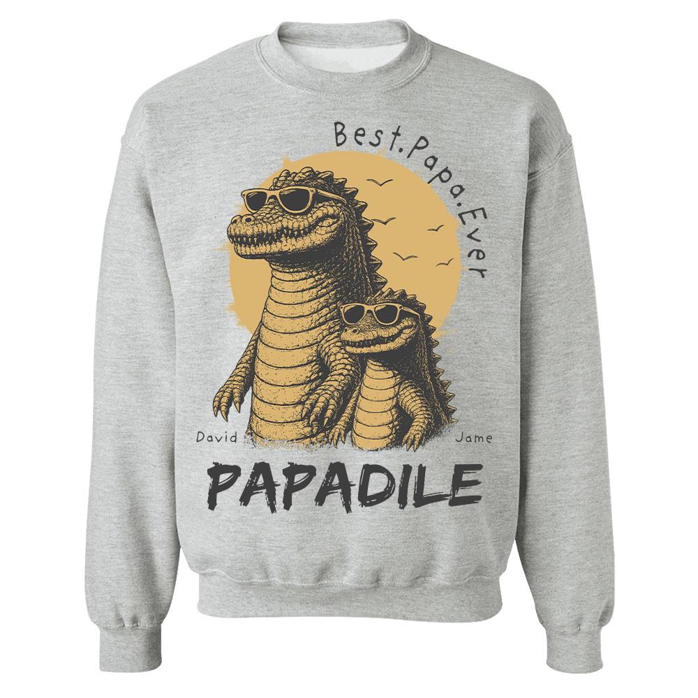 Best Dad Ever -Personalized Dad Crocodile Shirt with Custom Kids Names, Funny Grandpa Family T Shirt for Dad Papa Na02 Hv01