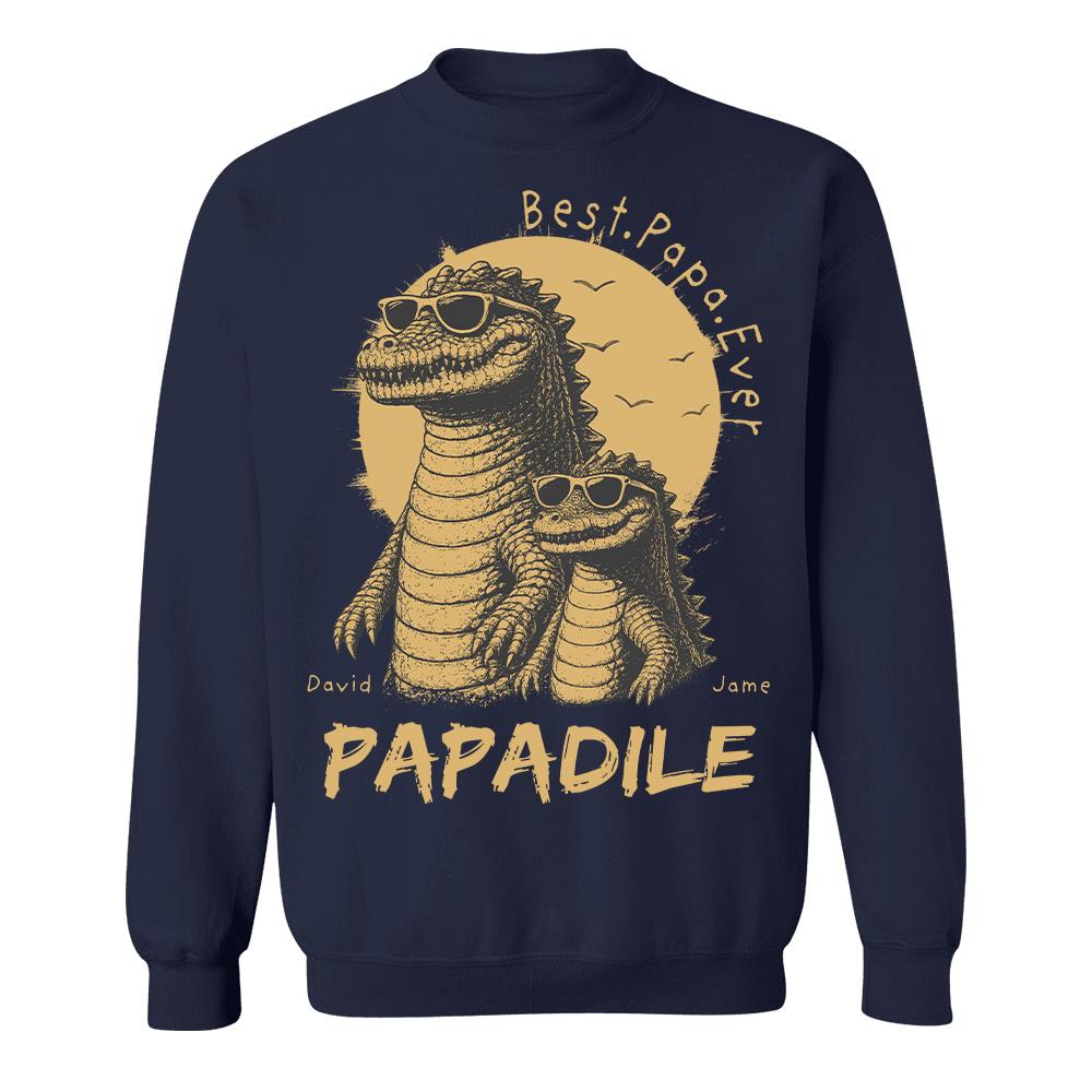Best Dad Ever -Personalized Dad Crocodile Shirt with Custom Kids Names, Funny Grandpa Family T Shirt for Dad Papa Na02 Hv01