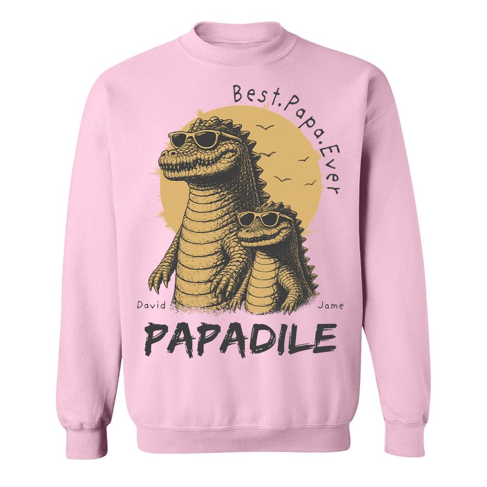 Best Dad Ever -Personalized Dad Crocodile Shirt with Custom Kids Names, Funny Grandpa Family T Shirt for Dad Papa Na02 Hv01