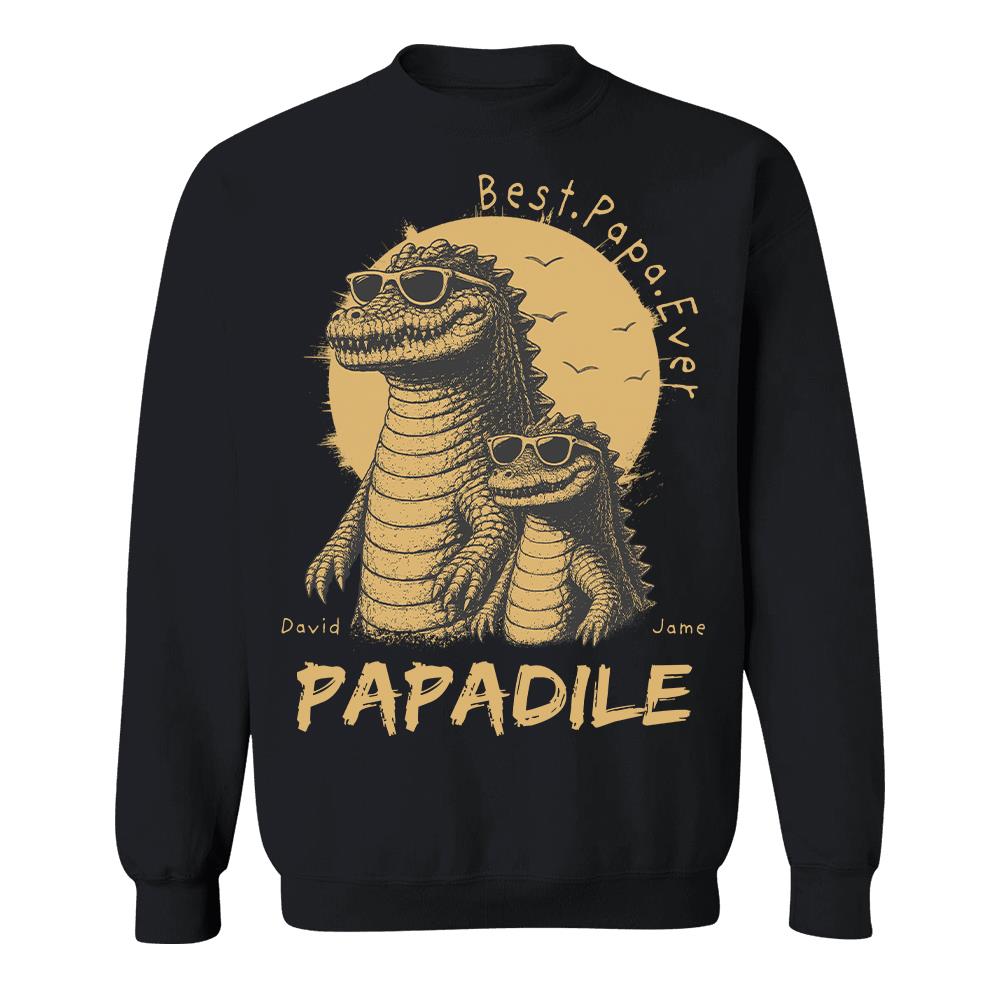Best Dad Ever -Personalized Dad Crocodile Shirt with Custom Kids Names, Funny Grandpa Family T Shirt for Dad Papa Na02 Hv01