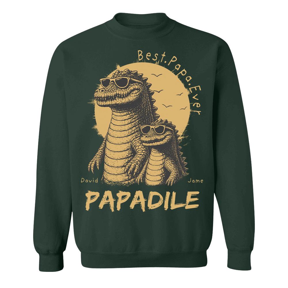 Best Dad Ever -Personalized Dad Crocodile Shirt with Custom Kids Names, Funny Grandpa Family T Shirt for Dad Papa Na02 Hv01
