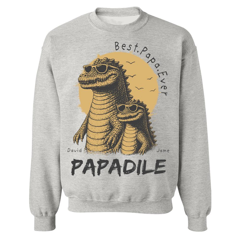 Best Dad Ever -Personalized Dad Crocodile Shirt with Custom Kids Names, Funny Grandpa Family T Shirt for Dad Papa Na02 Hv01