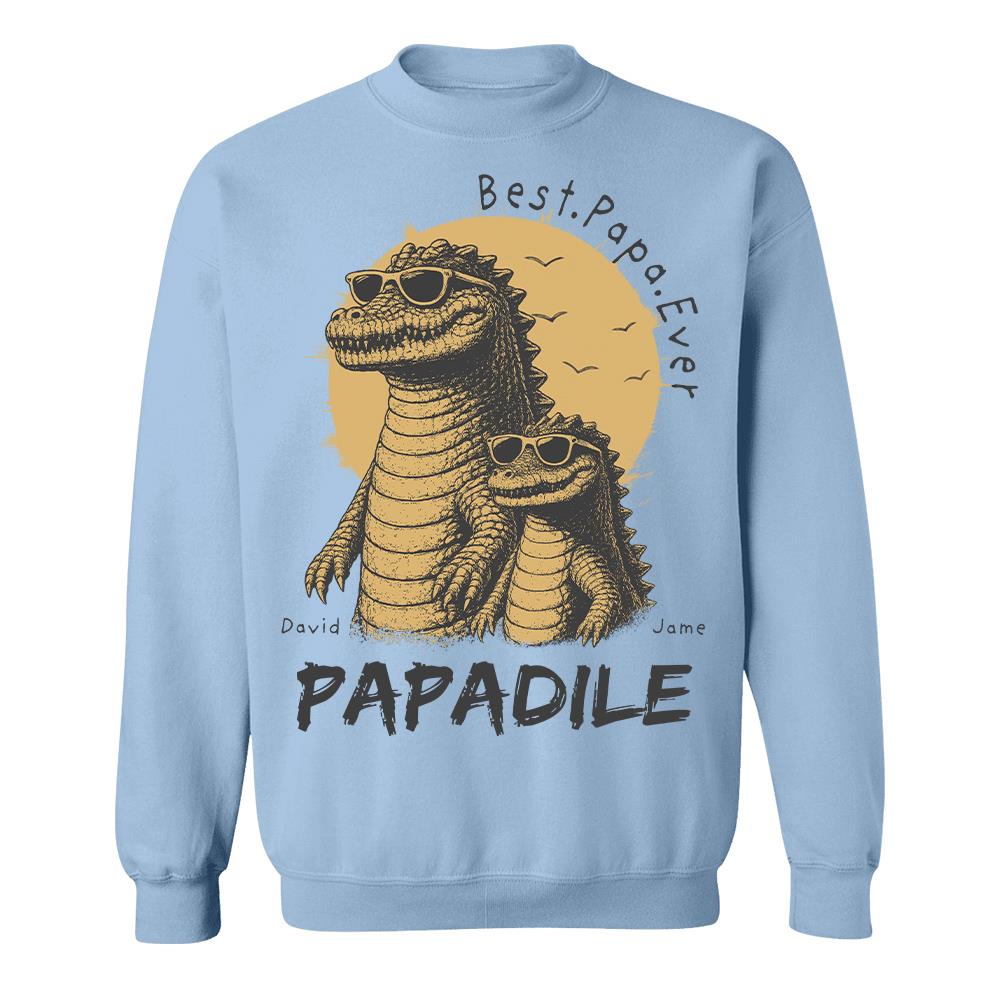 Best Dad Ever -Personalized Dad Crocodile Shirt with Custom Kids Names, Funny Grandpa Family T Shirt for Dad Papa Na02 Hv01