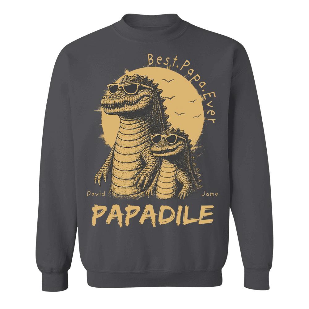 Best Dad Ever -Personalized Dad Crocodile Shirt with Custom Kids Names, Funny Grandpa Family T Shirt for Dad Papa Na02 Hv01