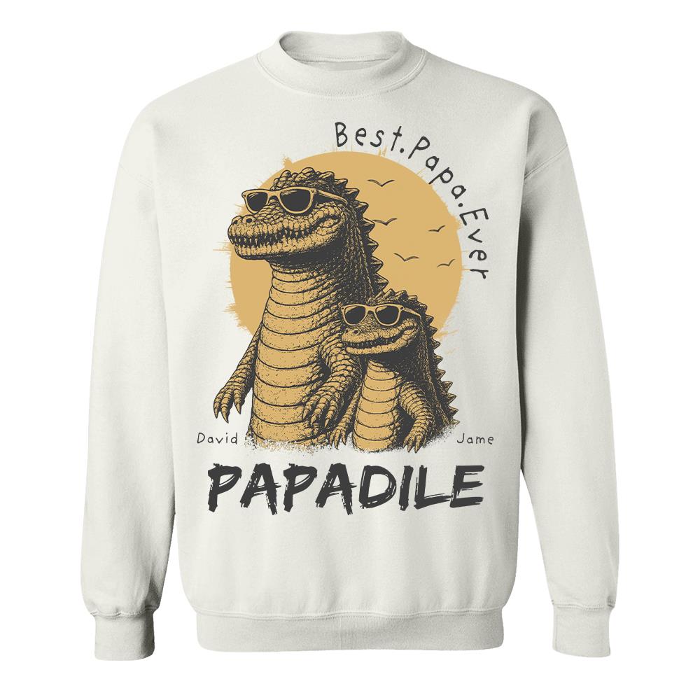 Best Dad Ever -Personalized Dad Crocodile Shirt with Custom Kids Names, Funny Grandpa Family T Shirt for Dad Papa Na02 Hv01