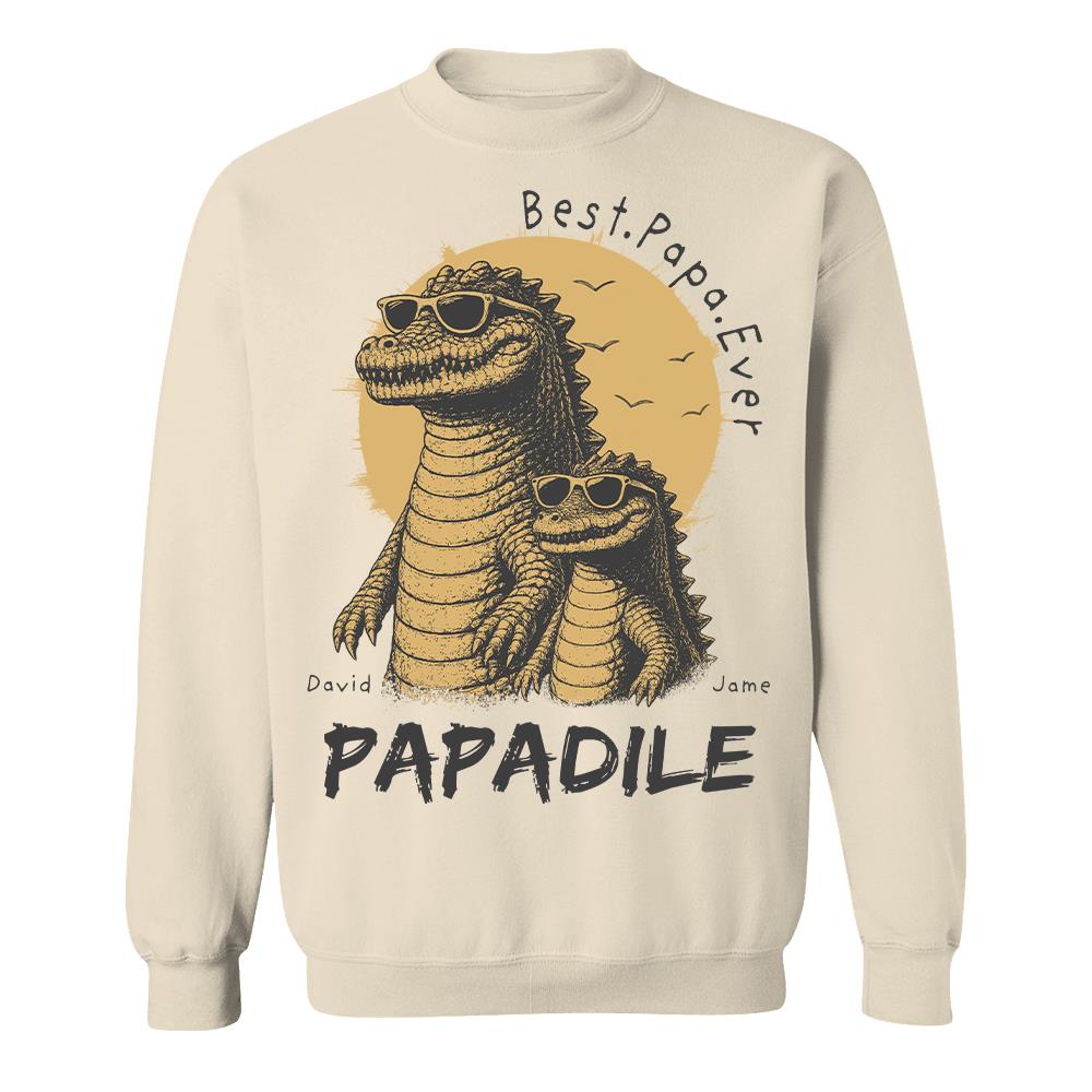 Best Dad Ever -Personalized Dad Crocodile Shirt with Custom Kids Names, Funny Grandpa Family T Shirt for Dad Papa Na02 Hv01