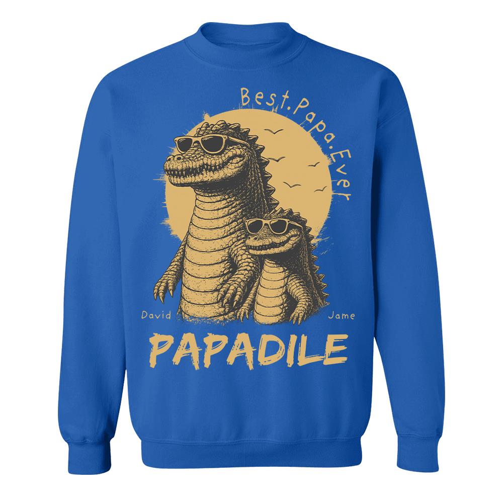 Best Dad Ever -Personalized Dad Crocodile Shirt with Custom Kids Names, Funny Grandpa Family T Shirt for Dad Papa Na02 Hv01