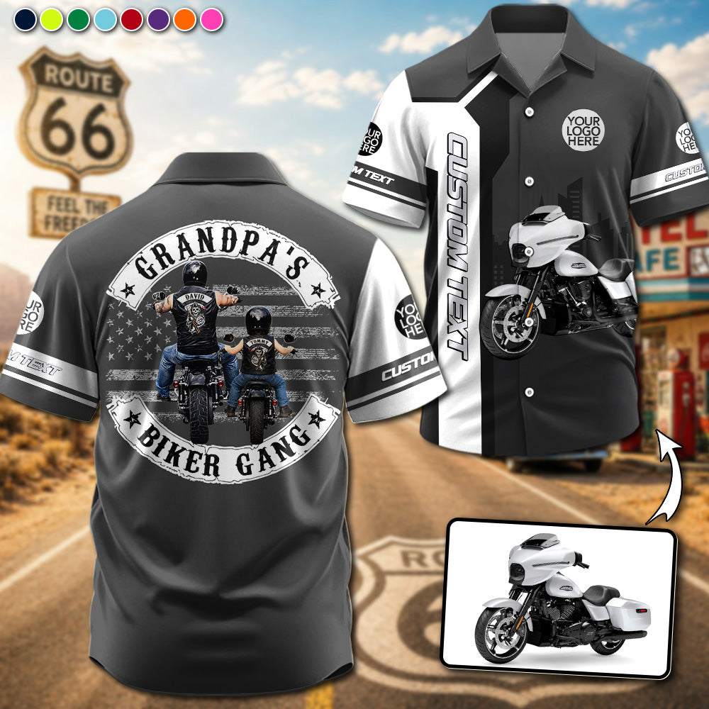 Grandpa’s Biker Gang - Personalized Upload Vechicle Photo Hawaiian Shirt - Personalized Gift For Dad, Grandpa, Biker A2110 Pt99
