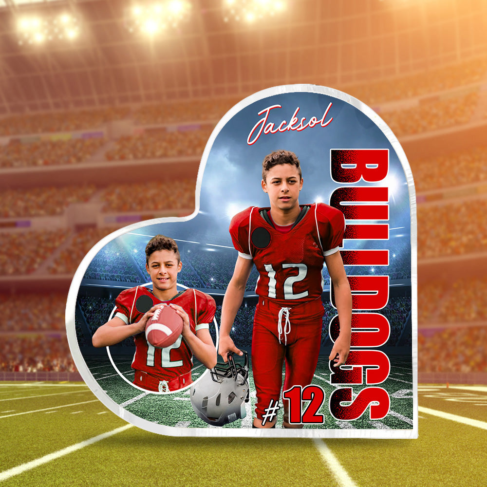 Custom Photo Football Game Day Football Heart Acrylic Gift For Football Lovers - Personalized Gift For Football Tu24 Pt99