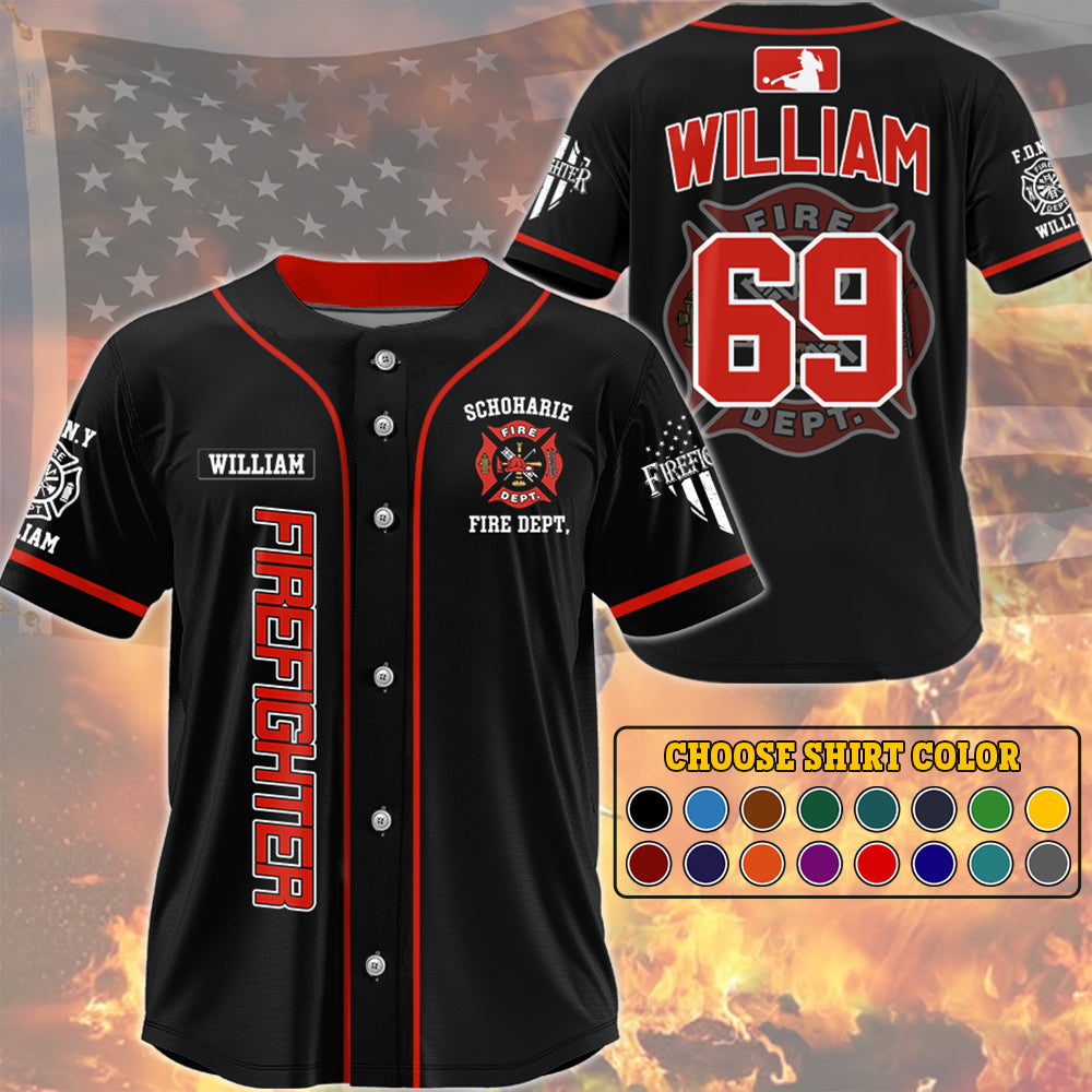 Firefighter Baseball Jersey Fireman Custom Fire Dept Gift For Firefighters T1807 Nh00