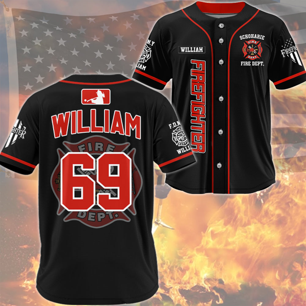 Firefighter Baseball Jersey Fireman Custom Fire Dept Gift For Firefighters T1807 Nh00