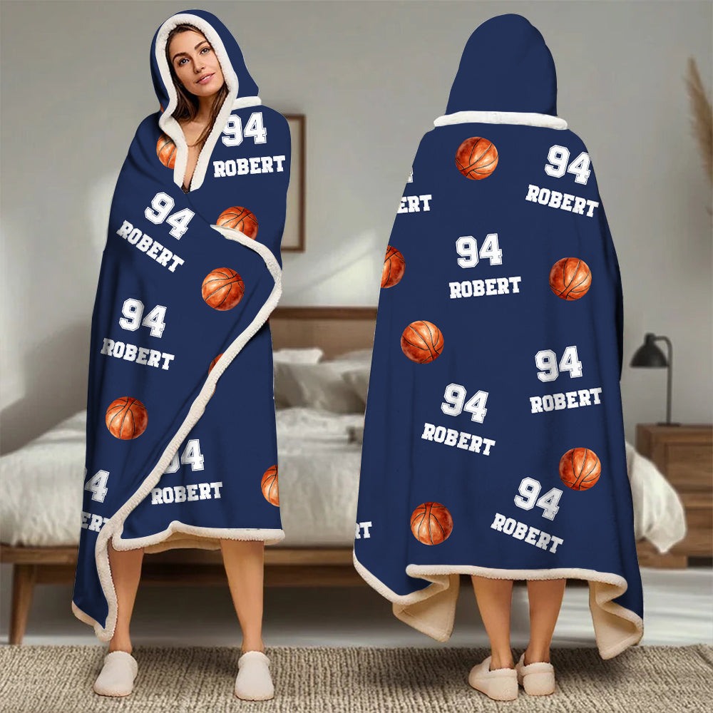 Personalized Basketball Wearable Blanket Hoodie For Sport Lovers, Sport Players Tu20