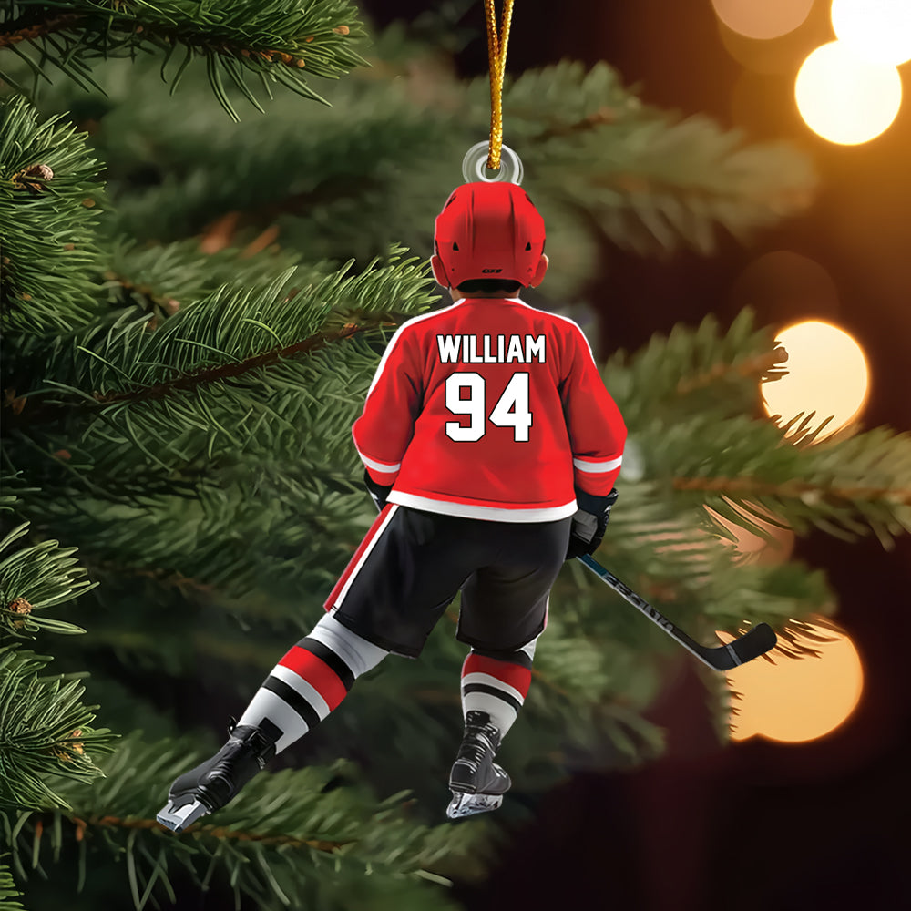 Personalized Kid Hockey Player Ornament - Gifts For Kid Hockey Lovers Tu20