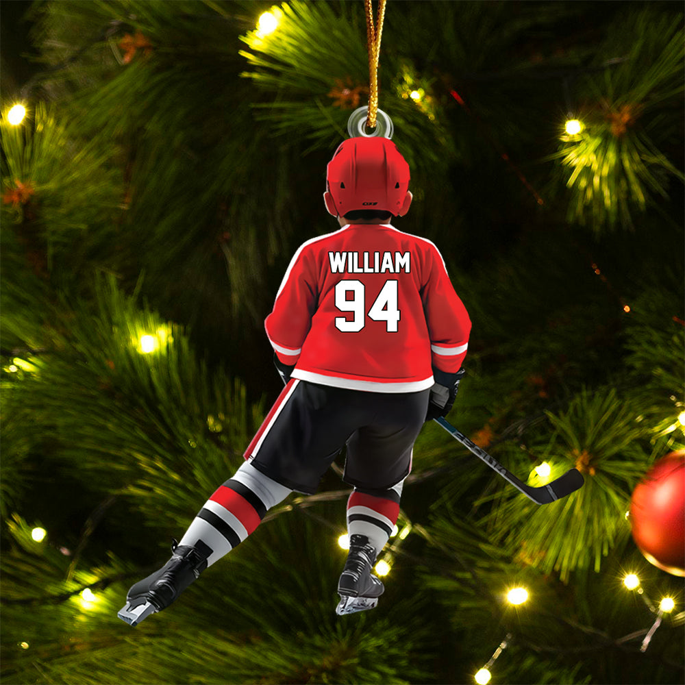 Personalized Kid Hockey Player Ornament - Gifts For Kid Hockey Lovers Tu20