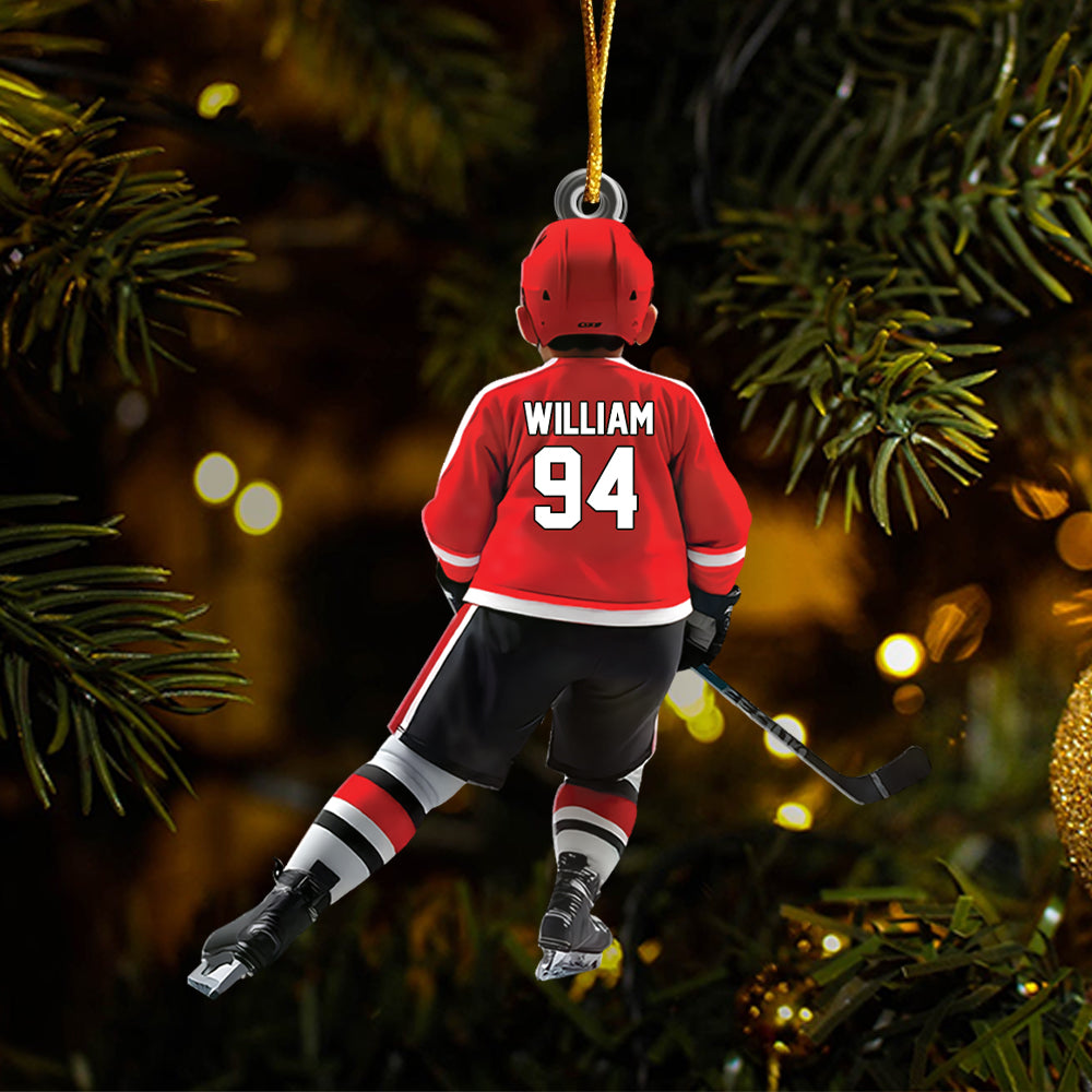 Personalized Kid Hockey Player Ornament - Gifts For Kid Hockey Lovers Tu20