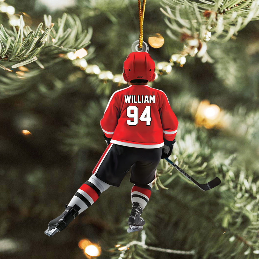 Personalized Kid Hockey Player Ornament - Gifts For Kid Hockey Lovers Tu20