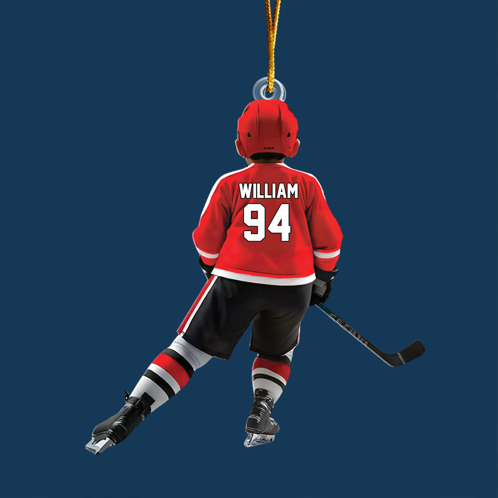 Personalized Kid Hockey Player Ornament - Gifts For Kid Hockey Lovers Tu20