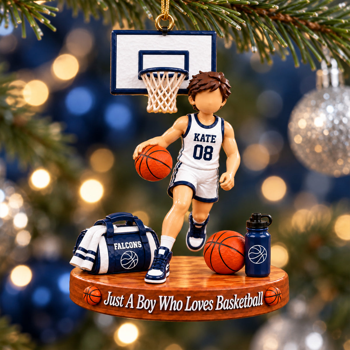 Just A Boy Who Loves Basketball,Personalized Basketball Boy Girl Christmas Ornament, Basketball Gift Na02 NV01 KL07