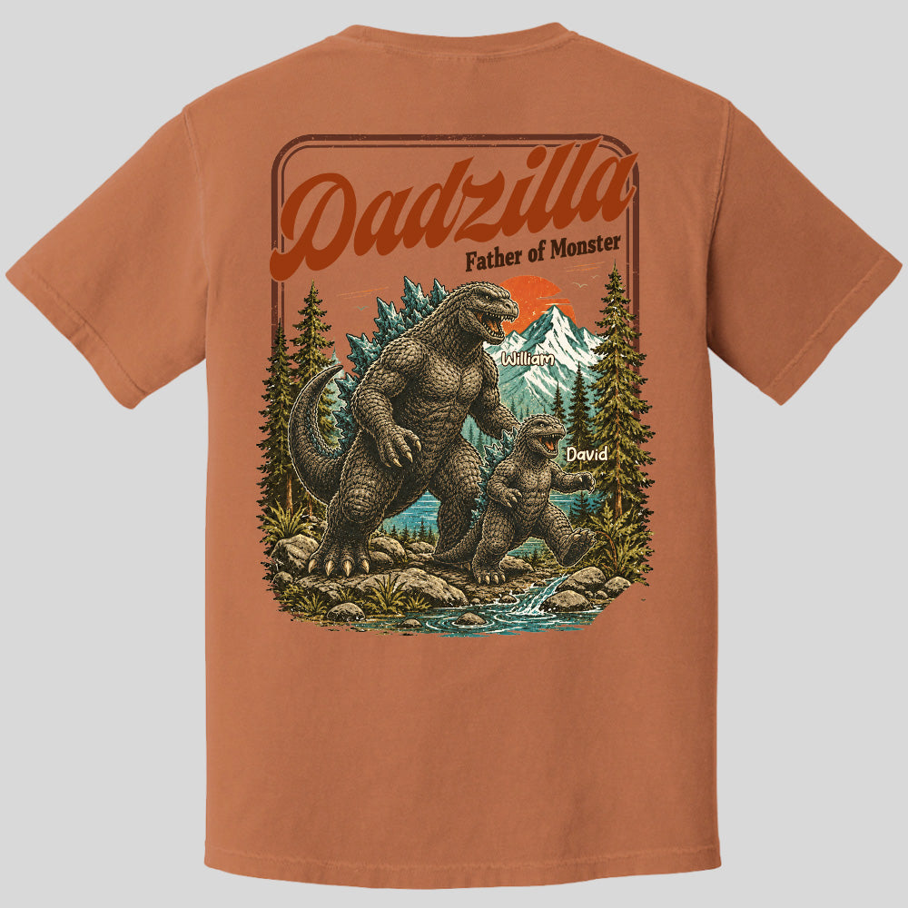 Personalized Dadzilla Father Of Monster T-Shirt Father Day Gifts for Dad Funny Papa Tshirt Cool Daddy Dinosaur Vintage Retro Shirt for Men Pt99