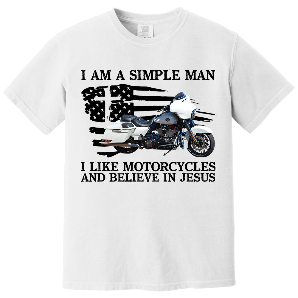 I Am A Simple Man I Like Motorcycles And Believe In Jesus -Custom Photo Shirt Pt99
