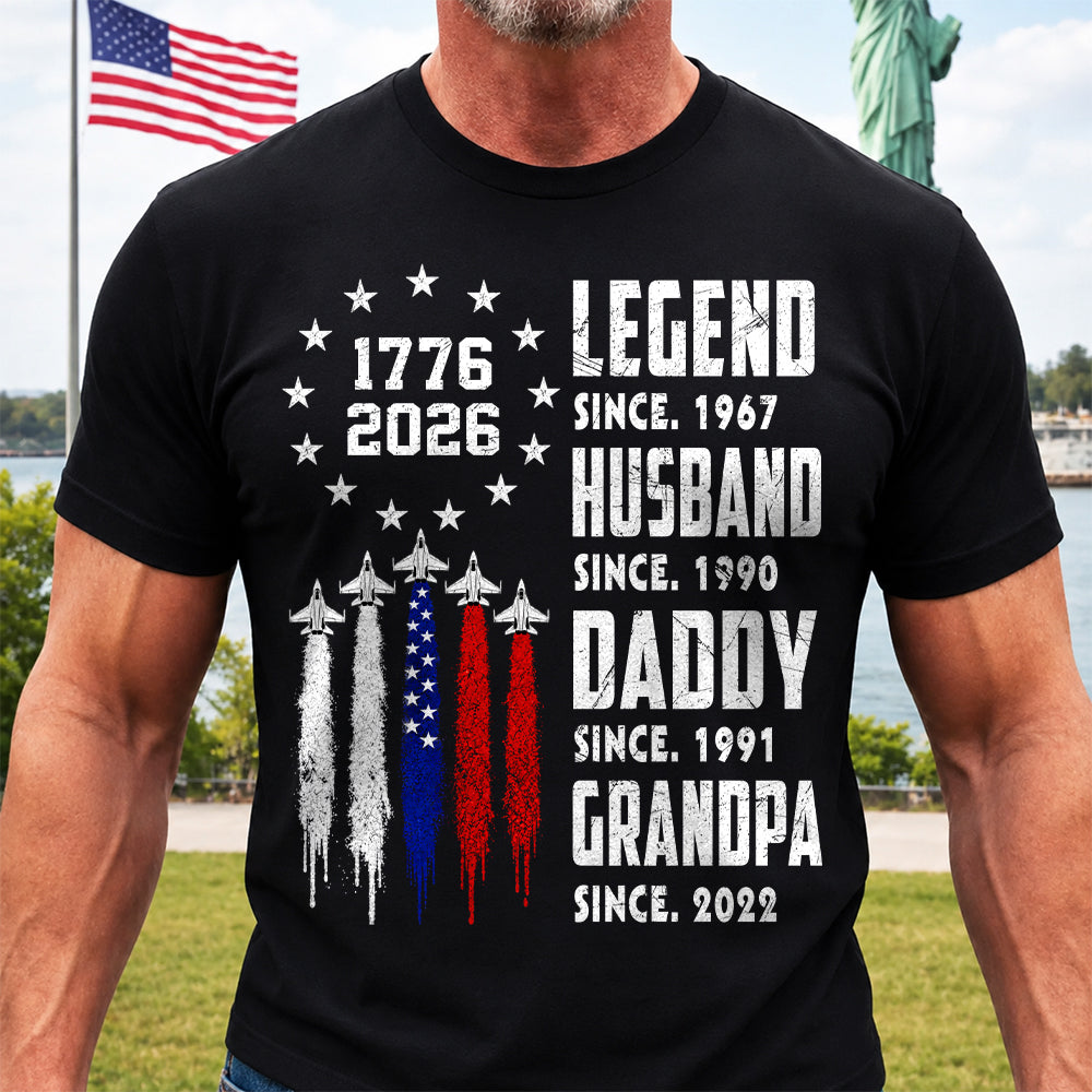 Custom Legend Husband Dad Grandpa Nation Flag American 250th Anniversary Shirt, Father's Day Gift For Dad, Grandpa L0411 Hv01