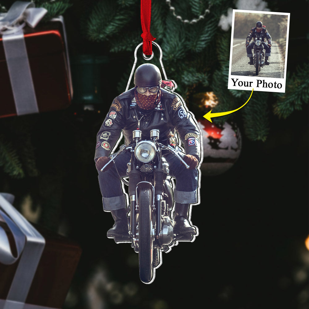 Custom Photo Acrylic Ornament Gift For Biker Lovers - Personalized Upload Photo Acrylic Ornament For Biker Club