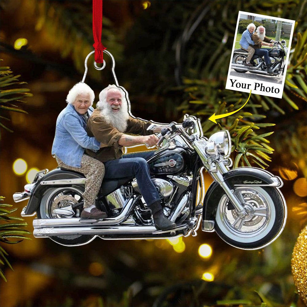 Custom Photo Acrylic Ornament Gift For Biker Lovers - Personalized Upload Photo Acrylic Ornament For Biker Club