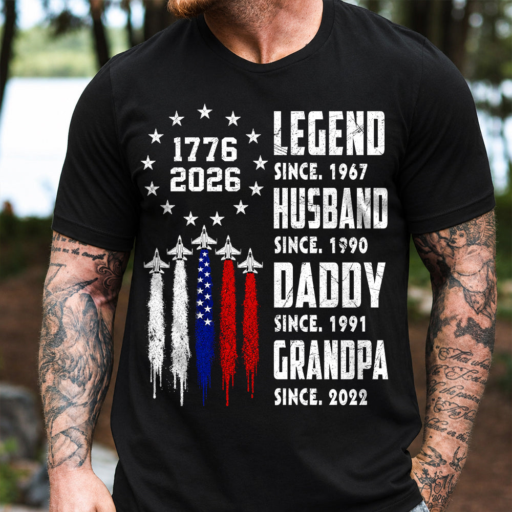 Custom Legend Husband Dad Grandpa Nation Flag American 250th Anniversary Shirt, Father's Day Gift For Dad, Grandpa L0411 Hv01