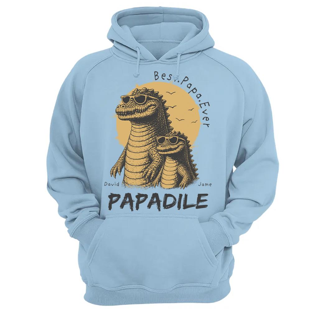 Best Dad Ever -Personalized Dad Crocodile Shirt with Custom Kids Names, Funny Grandpa Family T Shirt for Dad Papa Na02 Hv01