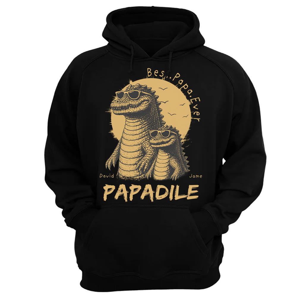 Best Dad Ever -Personalized Dad Crocodile Shirt with Custom Kids Names, Funny Grandpa Family T Shirt for Dad Papa Na02 Hv01
