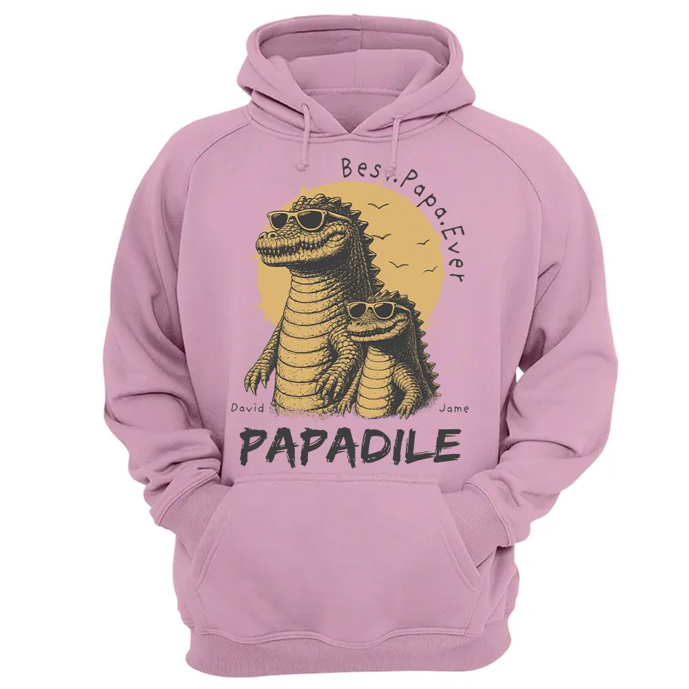 Best Dad Ever -Personalized Dad Crocodile Shirt with Custom Kids Names, Funny Grandpa Family T Shirt for Dad Papa Na02 Hv01