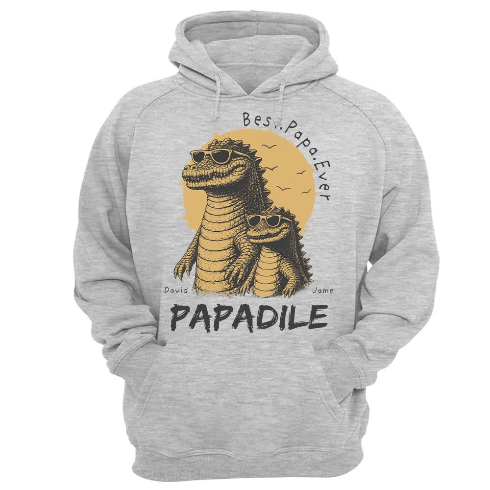 Best Dad Ever -Personalized Dad Crocodile Shirt with Custom Kids Names, Funny Grandpa Family T Shirt for Dad Papa Na02 Hv01