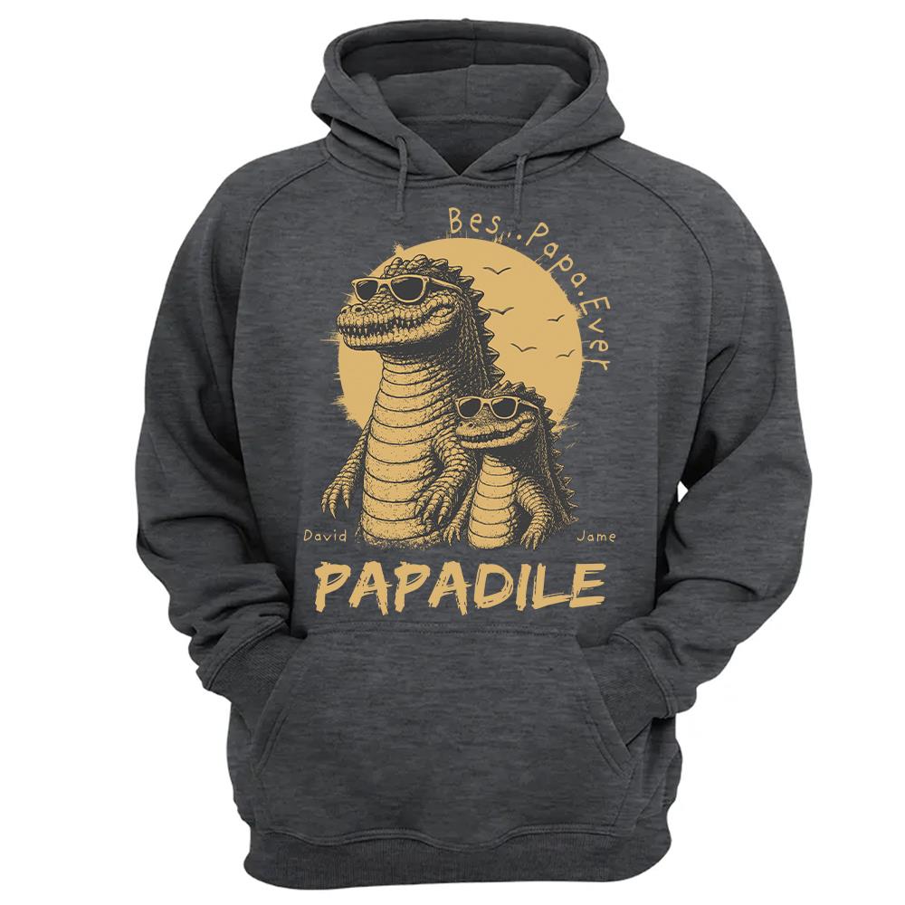 Best Dad Ever -Personalized Dad Crocodile Shirt with Custom Kids Names, Funny Grandpa Family T Shirt for Dad Papa Na02 Hv01