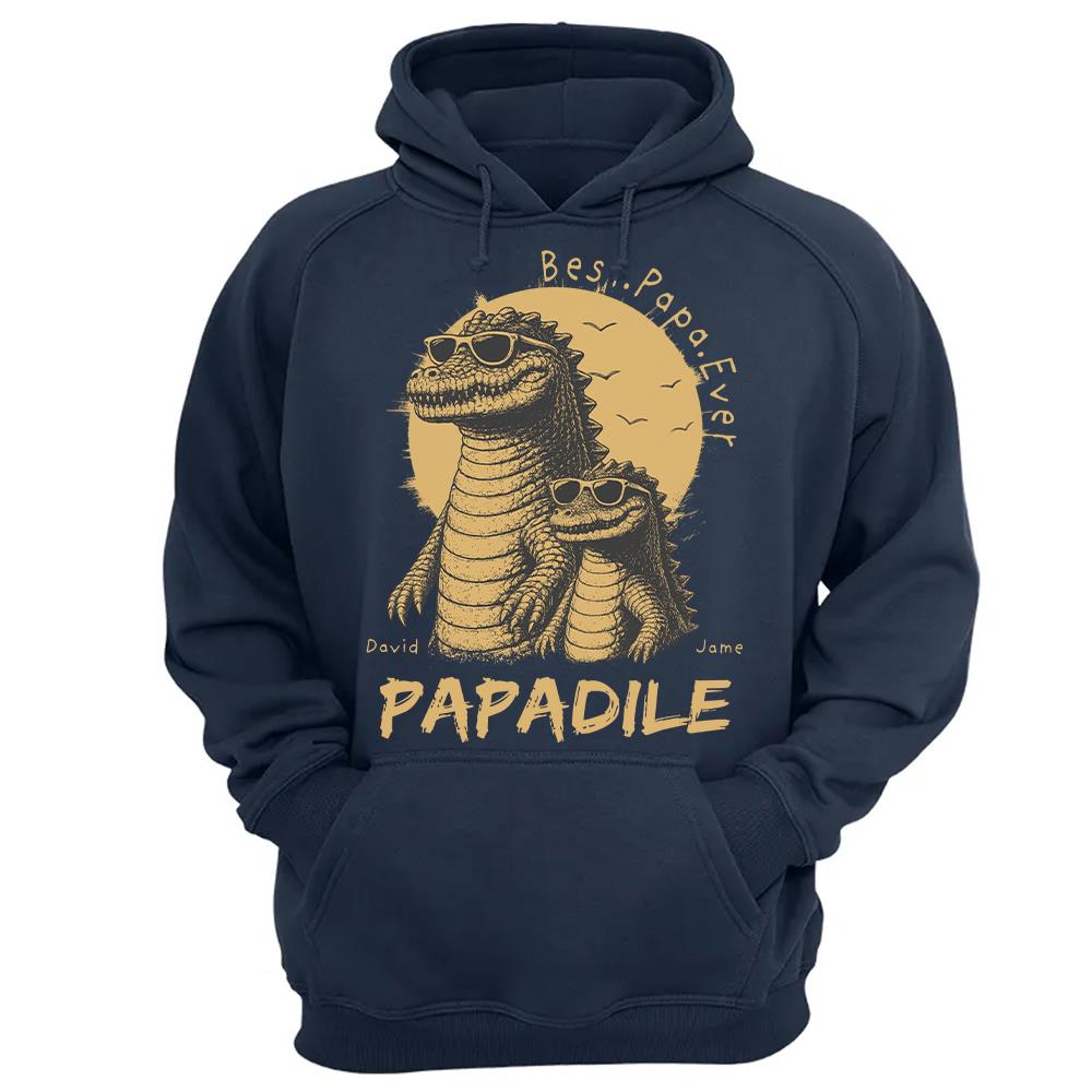 Best Dad Ever -Personalized Dad Crocodile Shirt with Custom Kids Names, Funny Grandpa Family T Shirt for Dad Papa Na02 Hv01