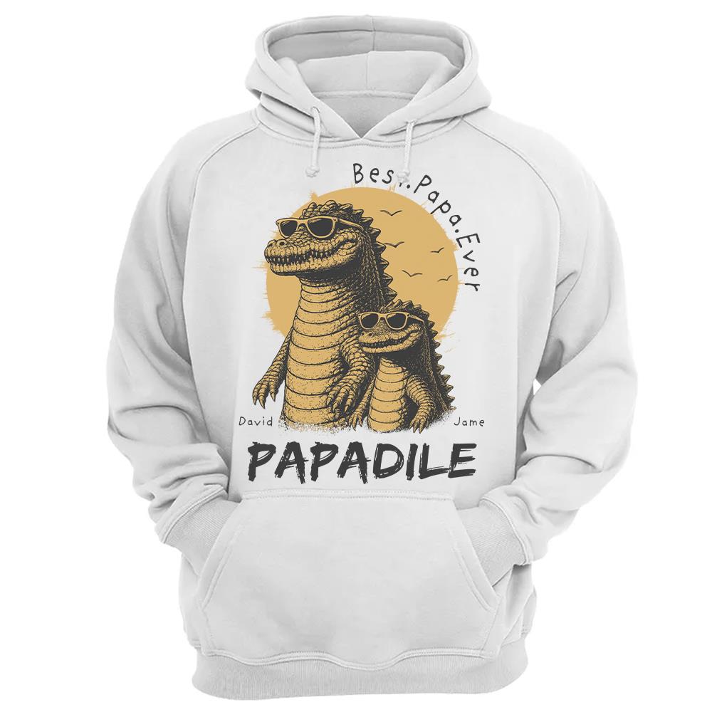 Best Dad Ever -Personalized Dad Crocodile Shirt with Custom Kids Names, Funny Grandpa Family T Shirt for Dad Papa Na02 Hv01