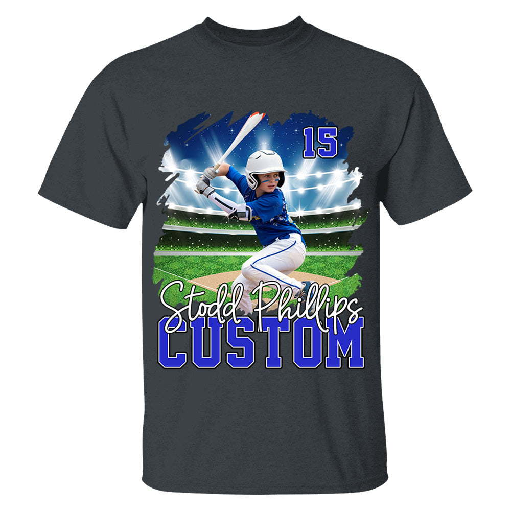 Custom Photo BaseBall Player And Team Name Shirt - Personalized Photo Sports Shirt