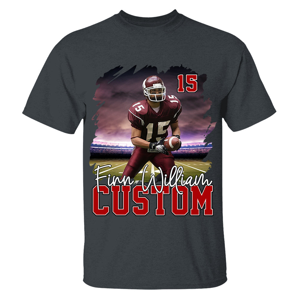 Custom Photo Football Player And Team Name Shirt - Personalized Photo Sports Shirt