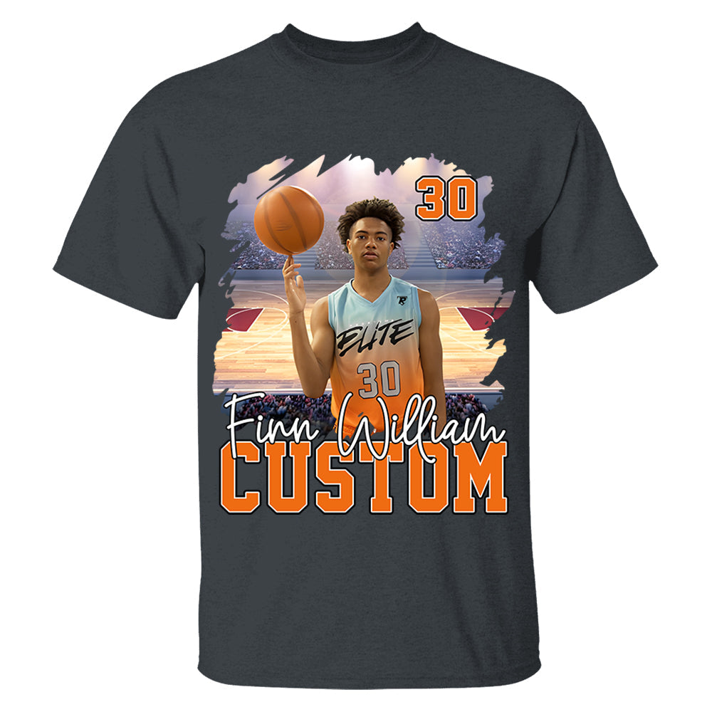 Custom Photo Basketball Player And Team Name Shirt - Personalized Photo Sports Shirt