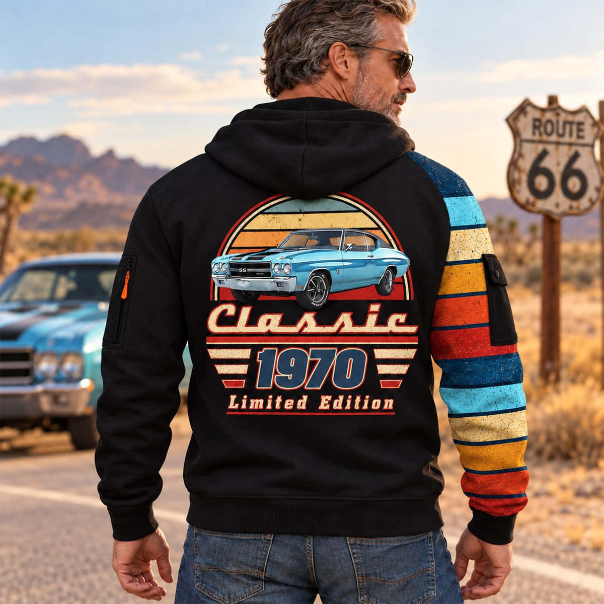 Personalized Photo Classic Car Half Zipper Hoodie - Gift for Dad, Grandpa & Car Lovers A2110 Pt99 VN09