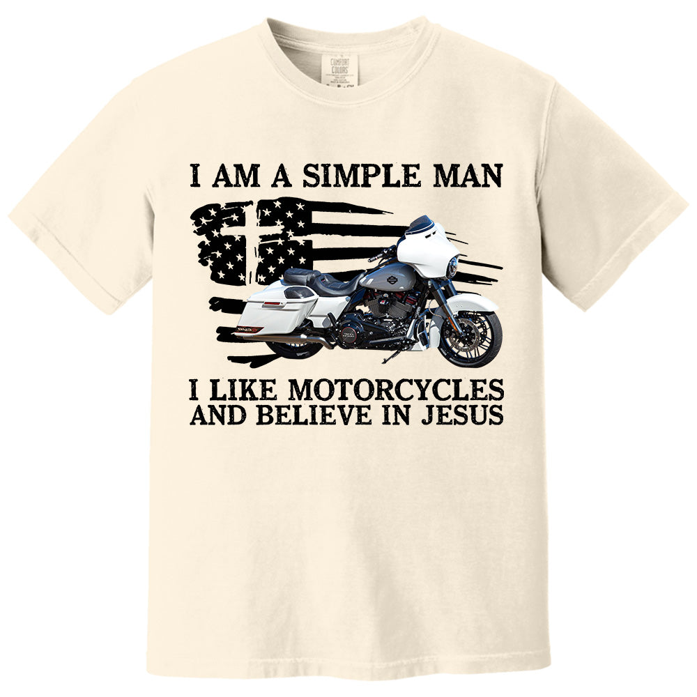 I Am A Simple Man I Like Motorcycles And Believe In Jesus -Custom Photo Shirt Pt99